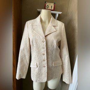 Dialogue women’s Brocade blazer jacket cream Floral Women’s Size 8
